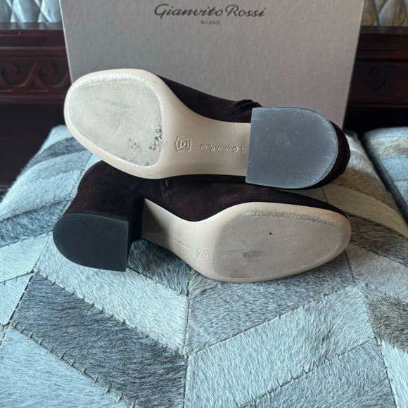 Gianvito Rossi 'Mackay" Suede Lace-Up Block Heel Boot , sz 37 - Picture 13 of 14